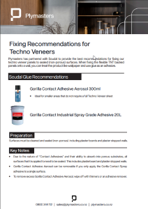 Plymasters fixing recommendations for Techno Veneer